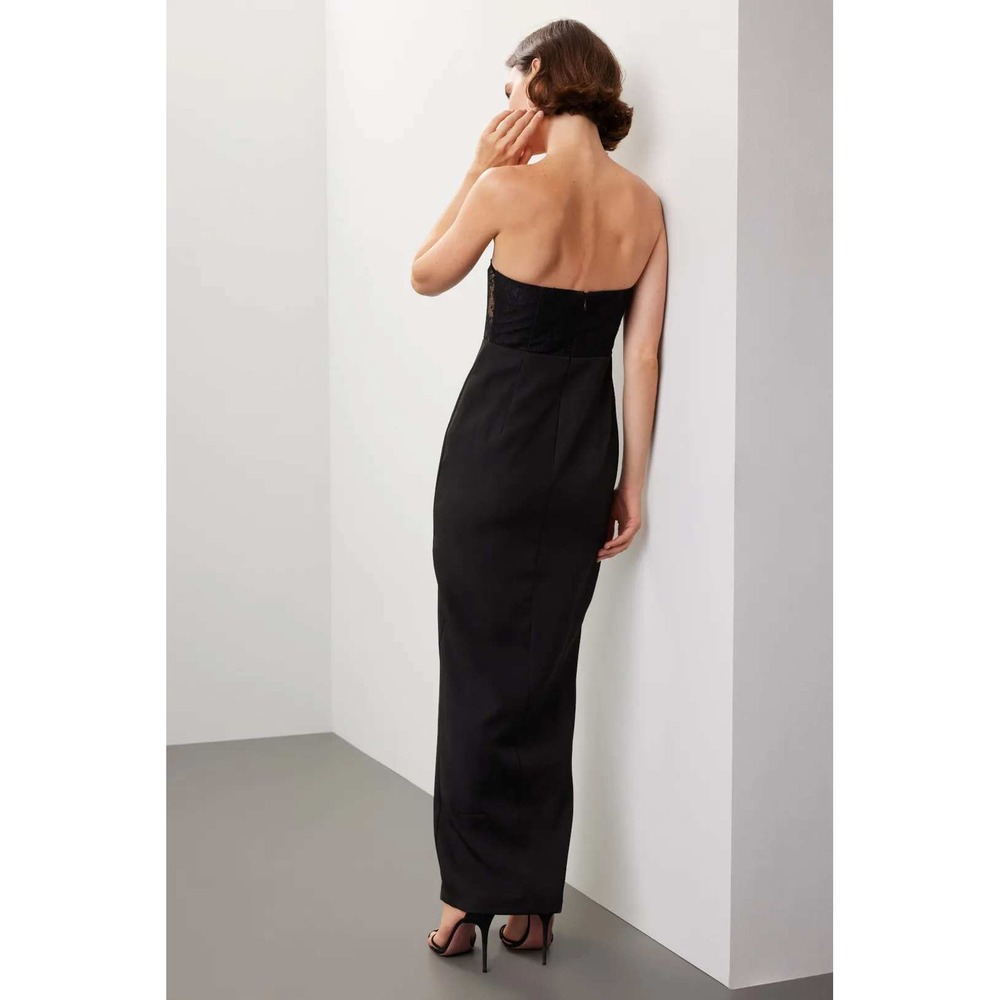 Elle Zeitoune Black Lace Corset Strapless Maxi Gown Dress XS - Picture 2 of 9